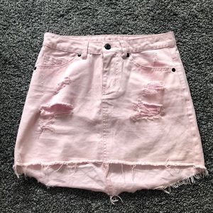 Pink vanilla star jean skirt